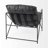 Mercana Leonidas 28.5L x 29.5W x 34.0H Black Faux Leather Seat W/ Black Metal Frame Accent Chair