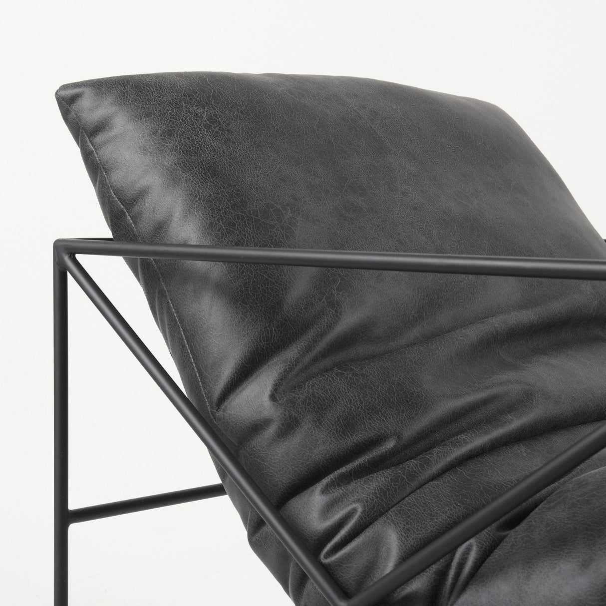 Mercana Leonidas 28.5L x 29.5W x 34.0H Black Faux Leather Seat W/ Black Metal Frame Accent Chair