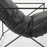 Mercana Leonidas 28.5L x 29.5W x 34.0H Black Faux Leather Seat W/ Black Metal Frame Accent Chair