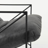 Mercana Leonidas 28.5L x 29.5W x 34.0H Black Faux Leather Seat W/ Black Metal Frame Accent Chair