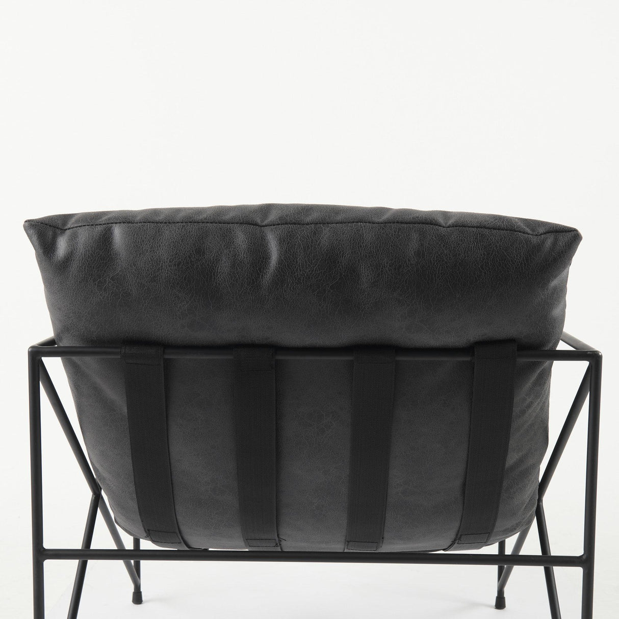 Mercana Leonidas 28.5L x 29.5W x 34.0H Black Faux Leather Seat W/ Black Metal Frame Accent Chair