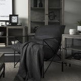 Mercana Leonidas 28.5L x 29.5W x 34.0H Black Faux Leather Seat W/ Black Metal Frame Accent Chair