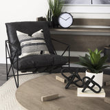 Mercana Leonidas 28.5L x 29.5W x 34.0H Black Faux Leather Seat W/ Black Metal Frame Accent Chair