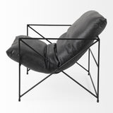 Mercana Leonidas 28.5L x 29.5W x 34.0H Black Faux Leather Seat W/ Black Metal Frame Accent Chair