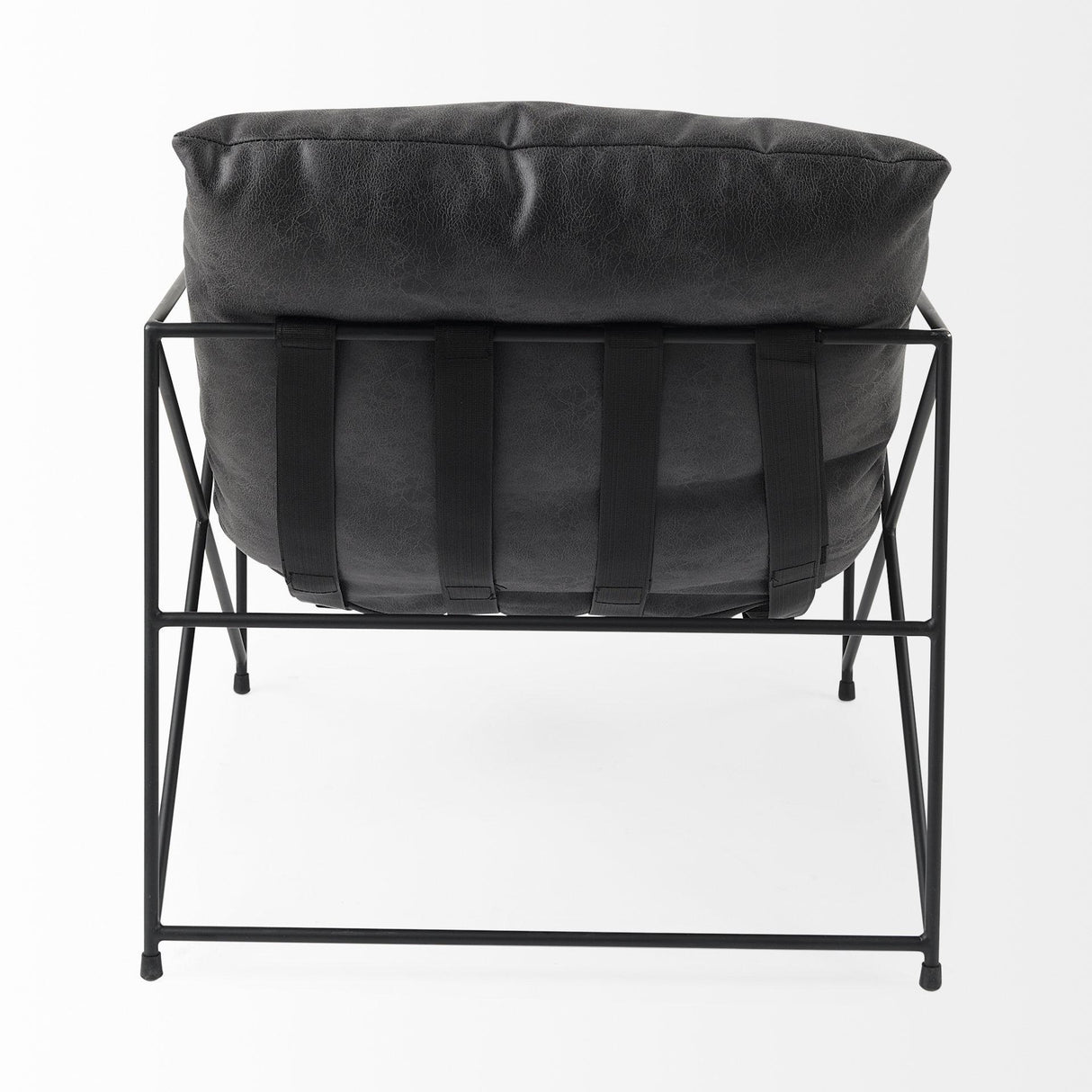 Mercana Leonidas 28.5L x 29.5W x 34.0H Black Faux Leather Seat W/ Black Metal Frame Accent Chair