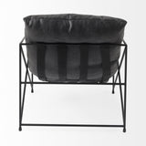 Mercana Leonidas 28.5L x 29.5W x 34.0H Black Faux Leather Seat W/ Black Metal Frame Accent Chair