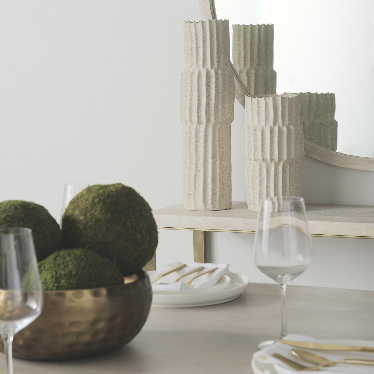 Mercana Cardon 23.0H Cream Ceramic Vase