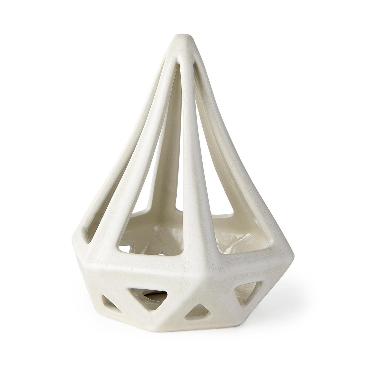 Mercana Hood 7.7L x 7.7W x 9.4H White Geometric Ceramic Object