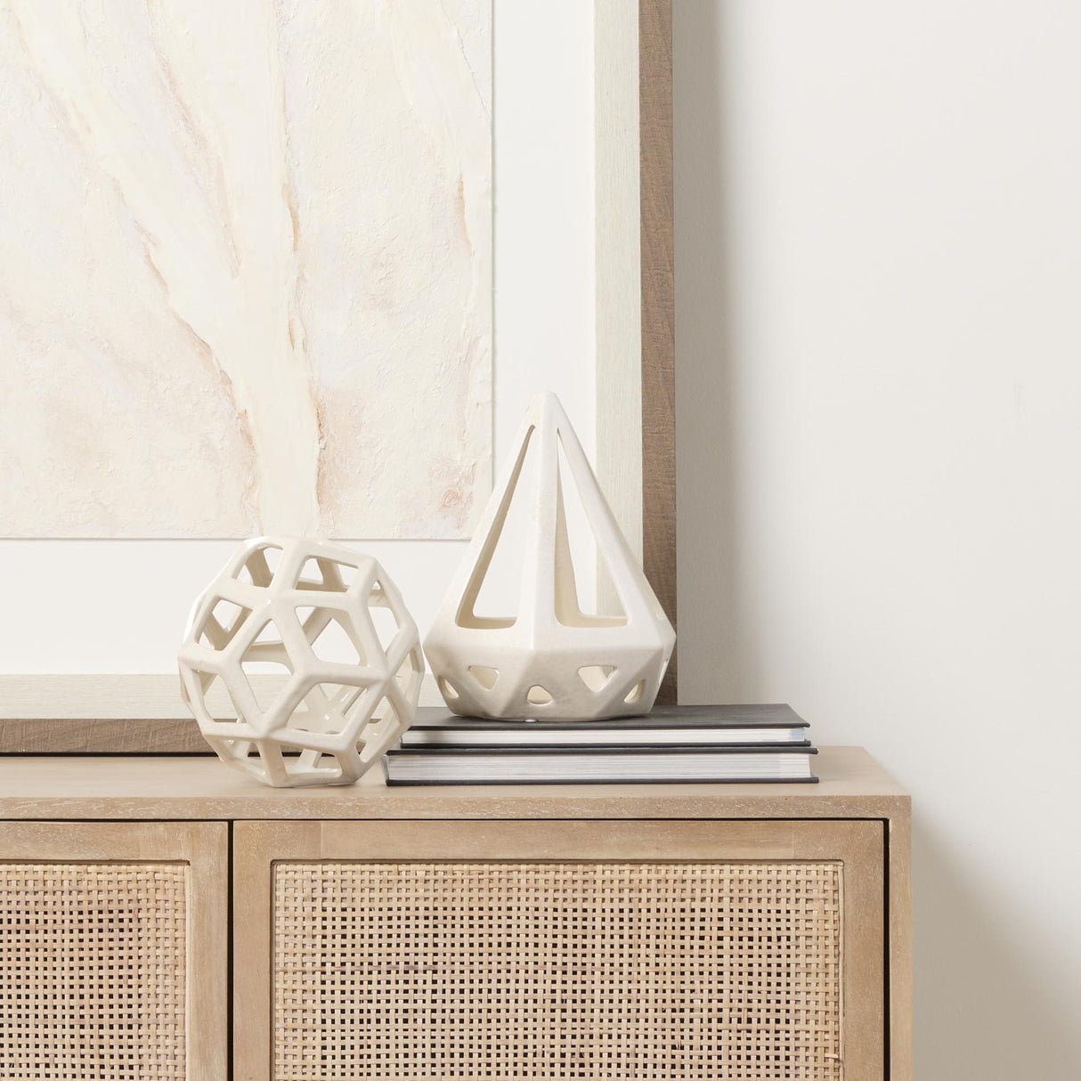 Mercana Hood 7.7L x 7.7W x 9.4H White Geometric Ceramic Object