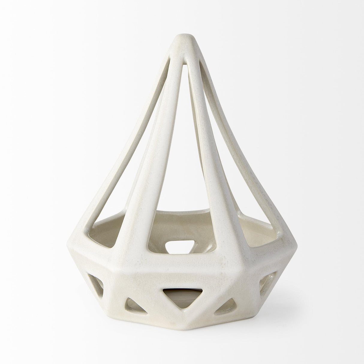 Mercana Hood 7.7L x 7.7W x 9.4H White Geometric Ceramic Object