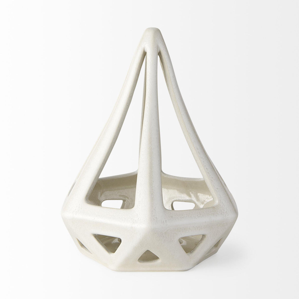 Mercana Hood 7.7L x 7.7W x 9.4H White Geometric Ceramic Object