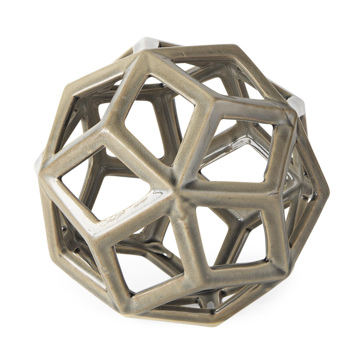 Mercana Geom 7.1L x 7.1W x 7.1H Tan Ceramic Geometric Object