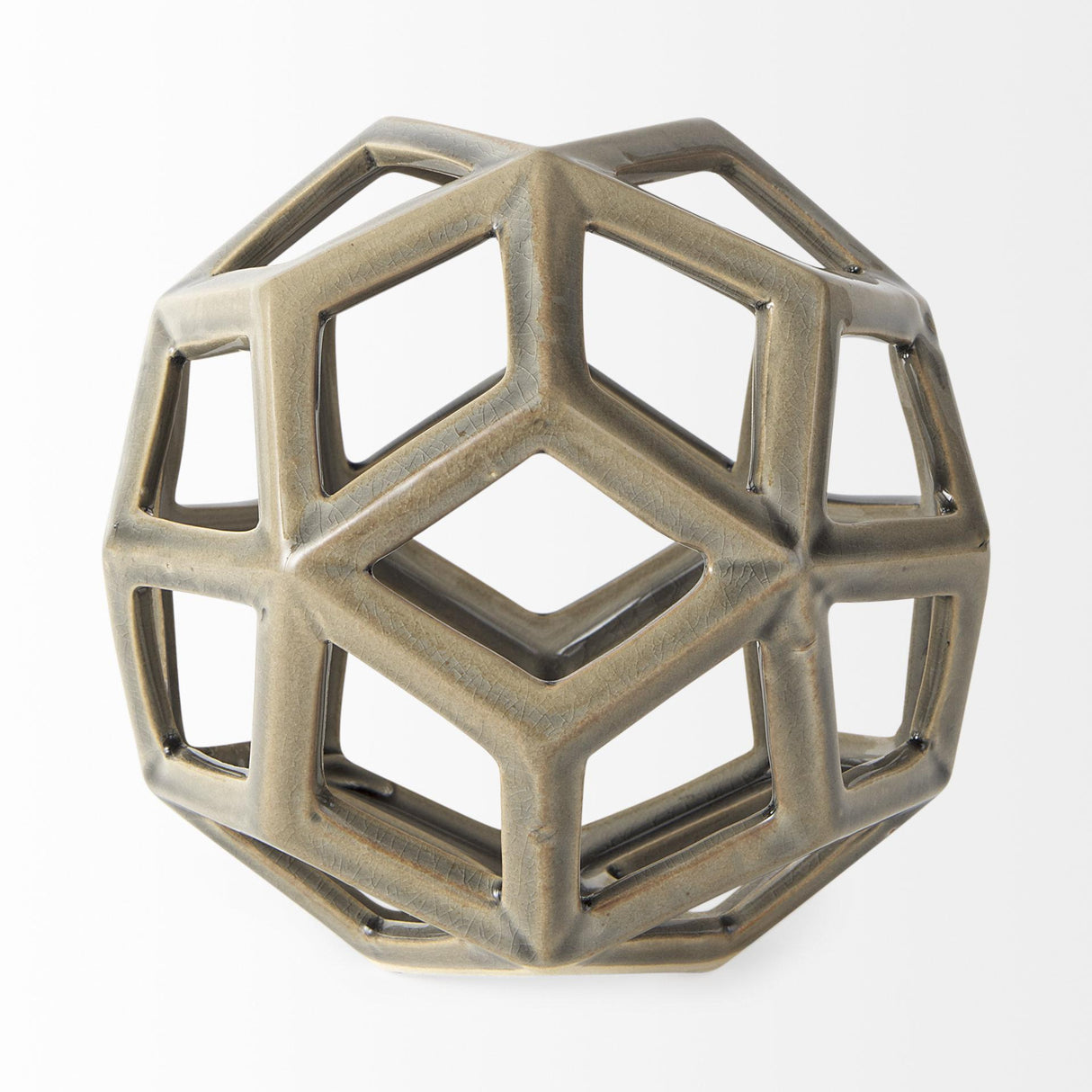Mercana Geom 7.1L x 7.1W x 7.1H Tan Ceramic Geometric Object