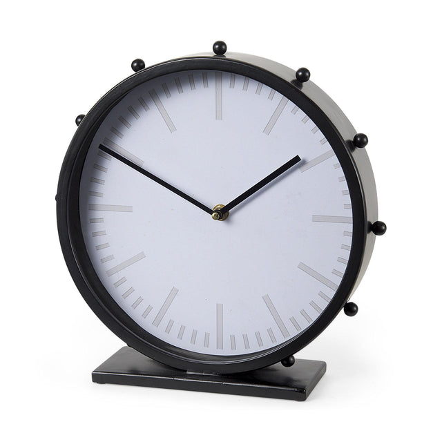 Mercana Marian 11.0L x 3.1W x 11.0H Black Studded Round Table Clock