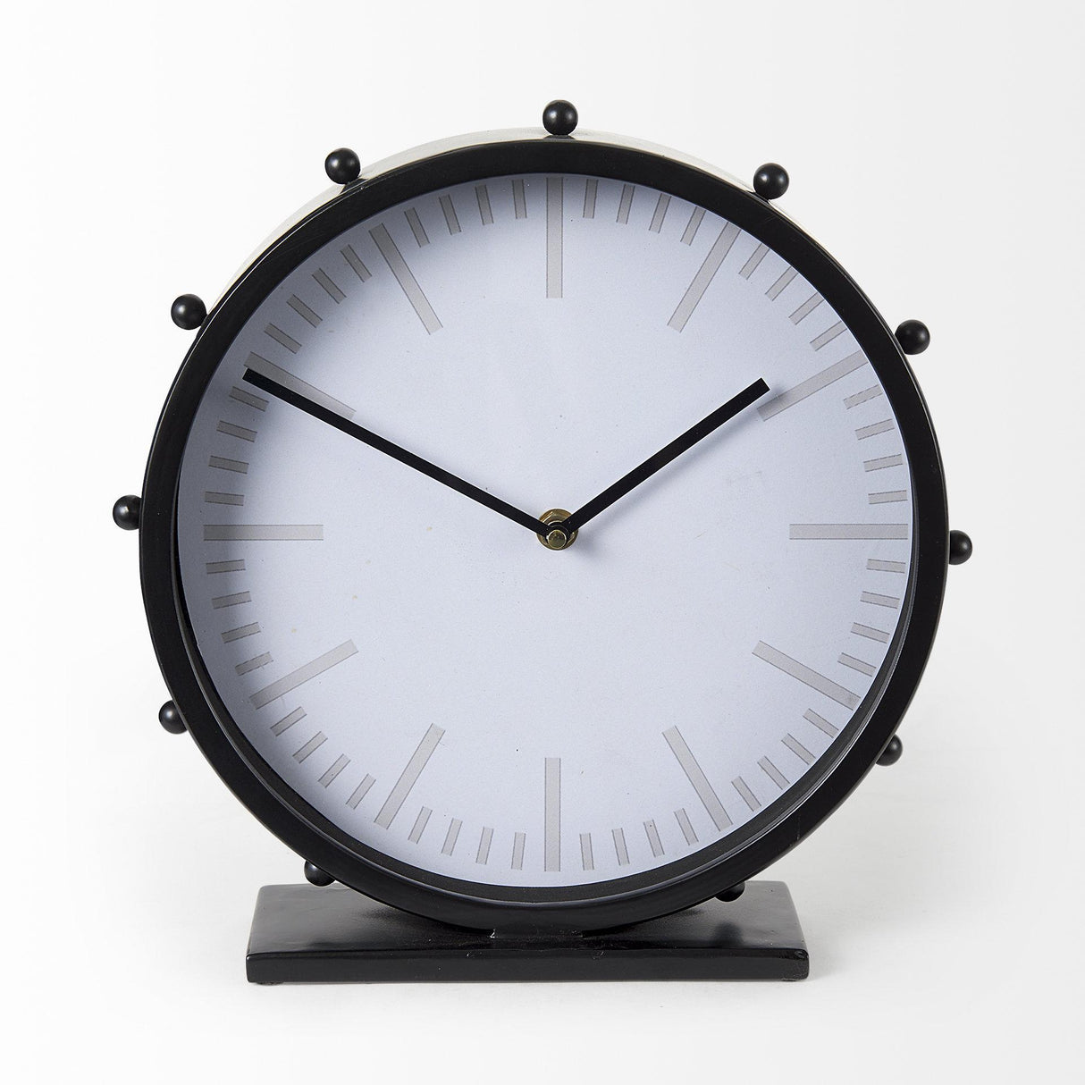 Mercana Marian 11.0L x 3.1W x 11.0H Black Studded Round Table Clock