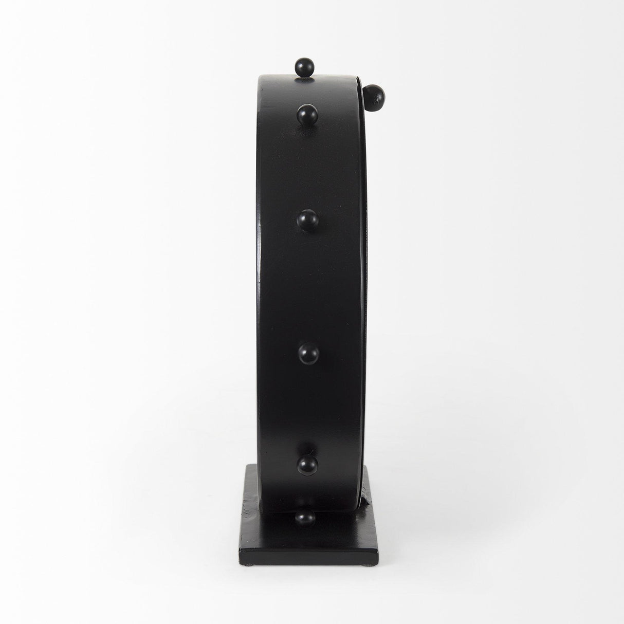 Mercana Marian 11.0L x 3.1W x 11.0H Black Studded Round Table Clock