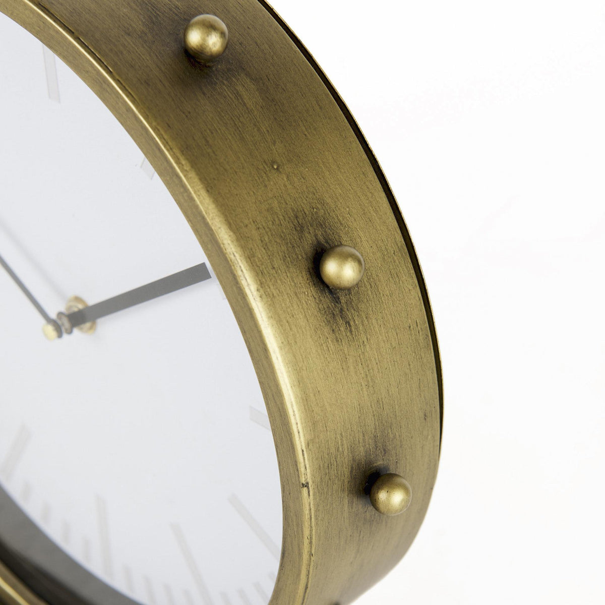 Mercana Marian 11.0L x 3.1W x 11.0H Gold Metal W/Studs Round Table Clock
