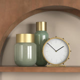 Mercana Marian 11.0L x 3.1W x 11.0H Gold Metal W/Studs Round Table Clock