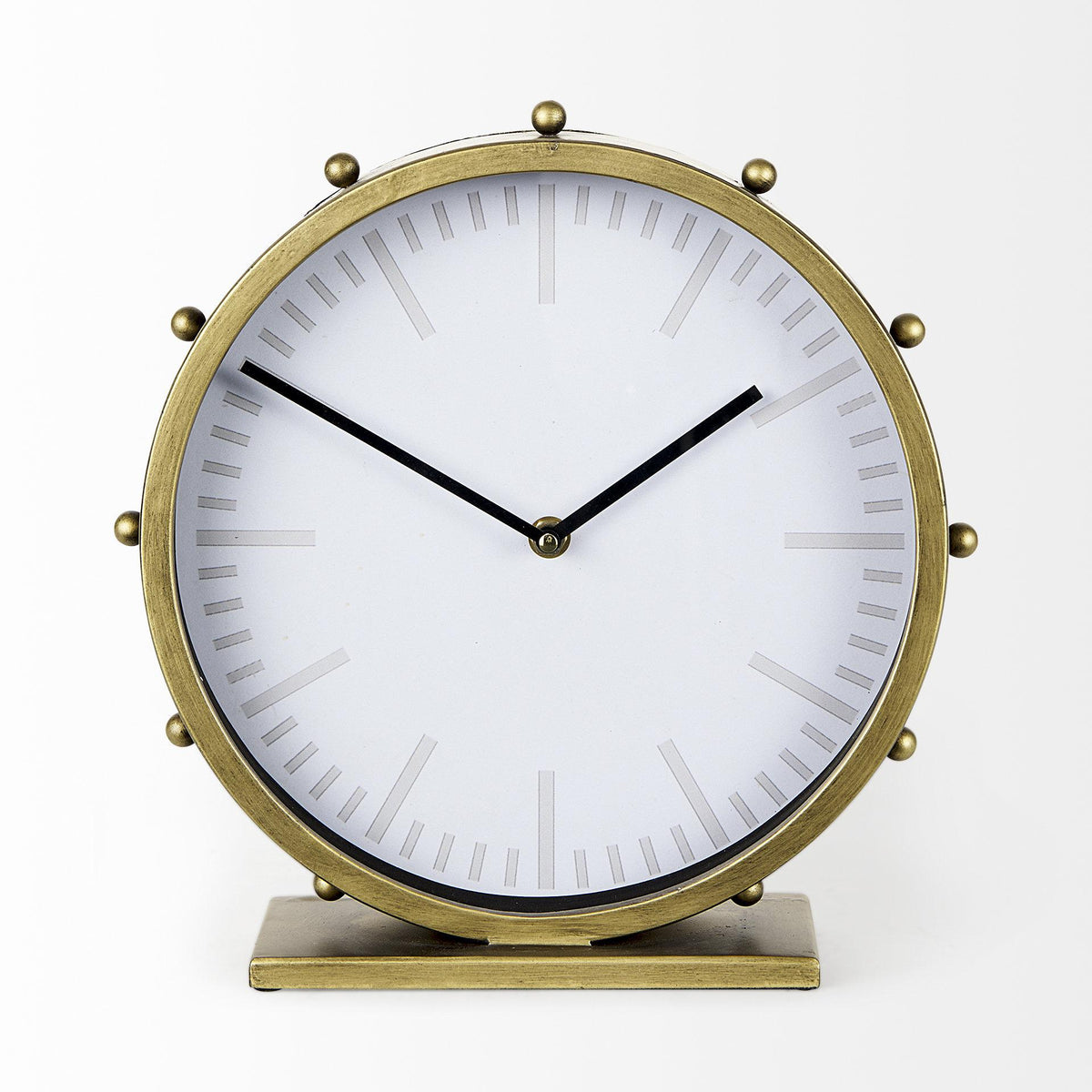 Mercana Marian 11.0L x 3.1W x 11.0H Gold Metal W/Studs Round Table Clock