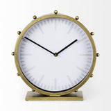 Mercana Marian 11.0L x 3.1W x 11.0H Gold Metal W/Studs Round Table Clock