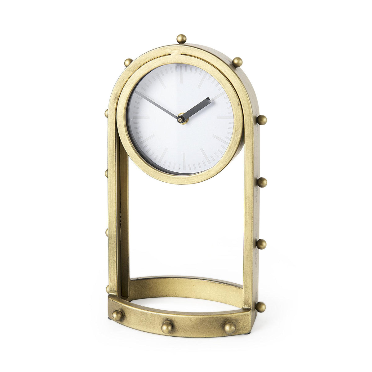 Mercana Marian 7.5L x 5.7W x 13.0H Gold Studded Table Clock