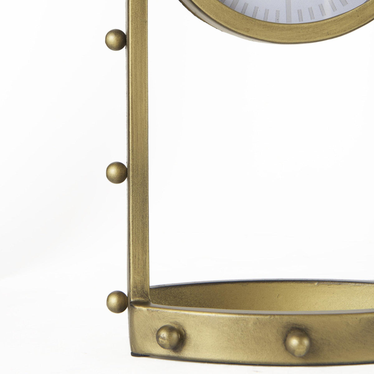 Mercana Marian 7.5L x 5.7W x 13.0H Gold Studded Table Clock