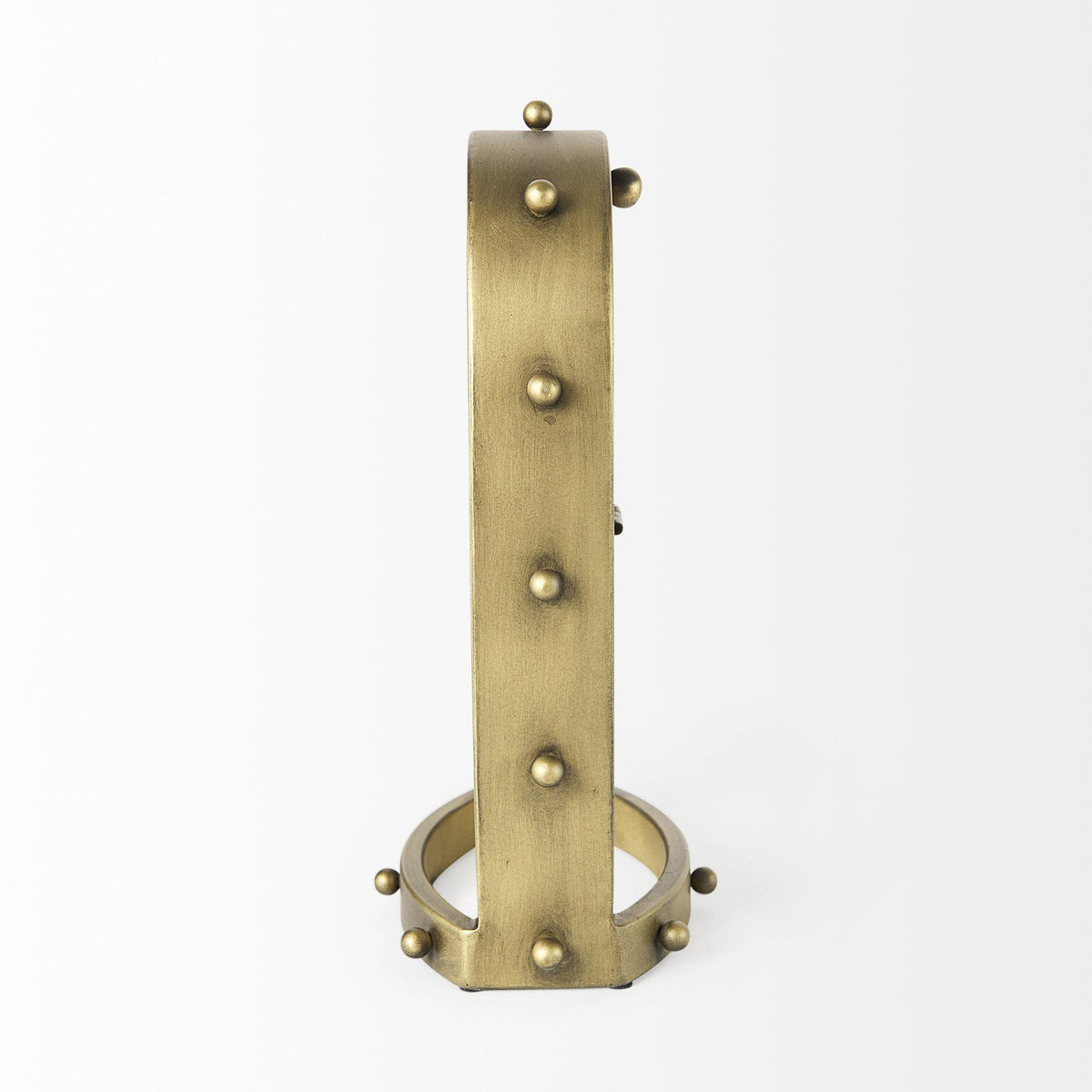 Mercana Marian 7.5L x 5.7W x 13.0H Gold Studded Table Clock
