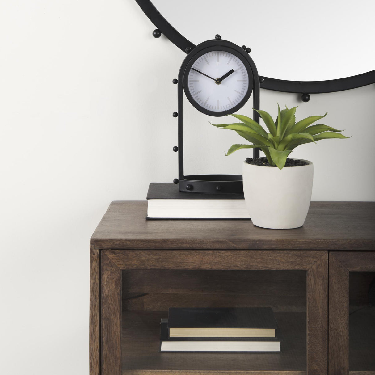Mercana Marian 7.5L x 5.7W x 13.0H Black Studded Table Clock