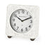 Mercana Karl 8.0L x 2.8W x 8.8H Rustic White Iron Rounded Square Table Clock