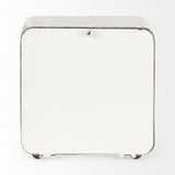 Mercana Karl 8.0L x 2.8W x 8.8H Rustic White Iron Rounded Square Table Clock