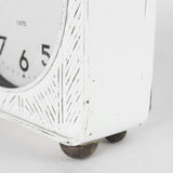 Mercana Karl 8.0L x 2.8W x 8.8H Rustic White Iron Rounded Square Table Clock