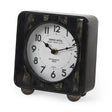 Mercana Karl 6.0L x 3.0W x 6.8H Rustic Black Iron Rounded Square Table Clock