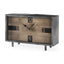 Mercana Harvey 13.0L x 4.5W x 8.1H Black Metal and Wood Rectangular Table Clock