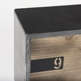 Mercana Harvey 13.0L x 4.5W x 8.1H Black Metal and Wood Rectangular Table Clock