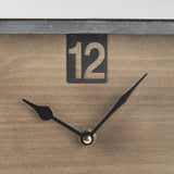 Mercana Harvey 13.0L x 4.5W x 8.1H Black Metal and Wood Rectangular Table Clock