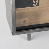 Mercana Harvey 13.0L x 4.5W x 8.1H Black Metal and Wood Rectangular Table Clock