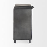 Mercana Harvey 13.0L x 4.5W x 8.1H Black Metal and Wood Rectangular Table Clock