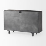 Mercana Harvey 13.0L x 4.5W x 8.1H Black Metal and Wood Rectangular Table Clock