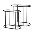 Mercana Celine 24.2 L x 12.6 W x 22.4 H Set of Two Black/Silver Metal and Glass Nesting Accent Tables