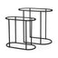 Mercana Celine 24.2 L x 12.6 W x 22.4 H Set of Two Black/Silver Metal and Glass Nesting Accent Tables