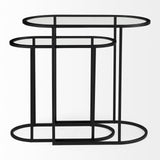 Mercana Celine 24.2 L x 12.6 W x 22.4 H Set of Two Black/Silver Metal and Glass Nesting Accent Tables