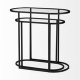 Mercana Celine 24.2 L x 12.6 W x 22.4 H Set of Two Black/Silver Metal and Glass Nesting Accent Tables