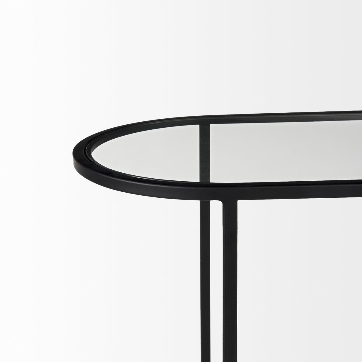 Mercana Celine 24.2 L x 12.6 W x 22.4 H Set of Two Black/Silver Metal and Glass Nesting Accent Tables