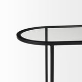 Mercana Celine 24.2 L x 12.6 W x 22.4 H Set of Two Black/Silver Metal and Glass Nesting Accent Tables