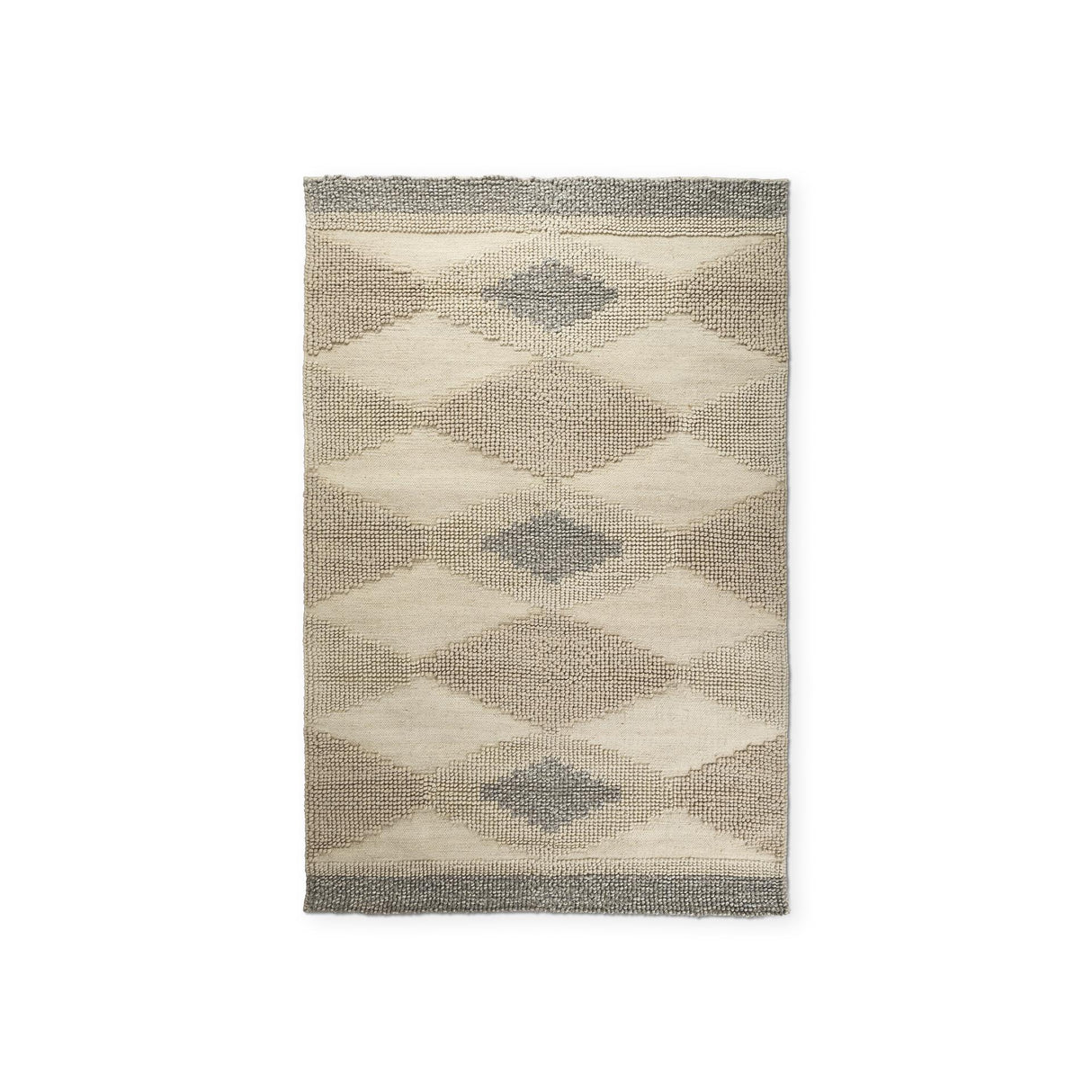 Mercana Emory 5x8 Gray Wool Hand Woven Diamond Patterned Rug