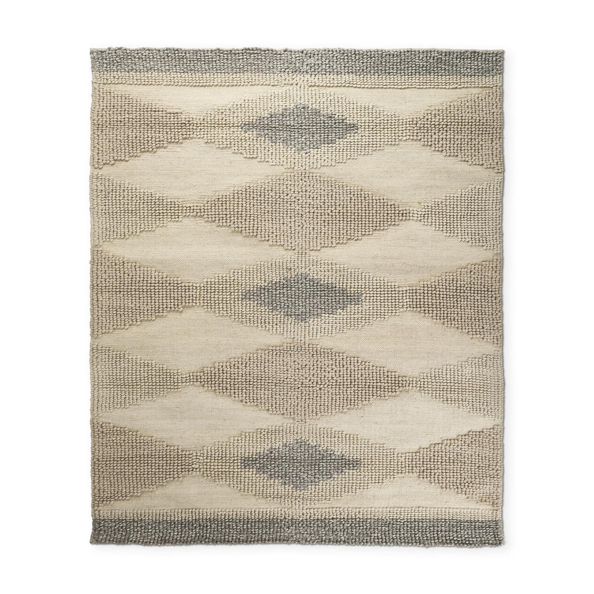 Mercana Emory 8x10 Gray Wool Hand Woven Diamond Patterned Rug