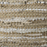 Mercana Aadhya 16.0L x 16.0W x 16.0H Taupe/Silver Leather and Cotton Pouf