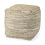 Mercana Aalia 16.0L x 16.0W x 16.0H Beige Leather and Jute Pouf