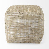 Mercana Aalia 16.0L x 16.0W x 16.0H Beige Leather and Jute Pouf