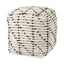 Mercana Aarohi 16.0L x 16.0W x 16.0H Cream/Black Cotton Patterned Pouf